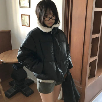 Lunein Shearling Collar Padded Shearling Jacket