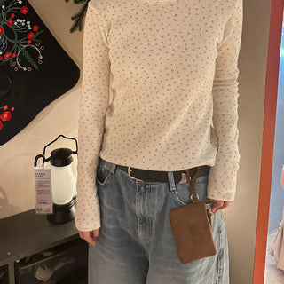 Waffle Vintage Flower Long Sleeve Tee