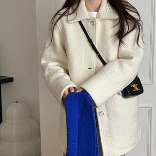 Boucle Single Wool Half Coat