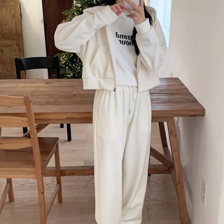 Hoodie Training Set Jogger Pants Wide Pants Tracksuit Athletic Wear Setup Winter Fleece-lined Training Suit