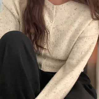 Fruit snap button knit cardigan