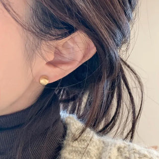Matte Sequin Hemisphere Round Earrings