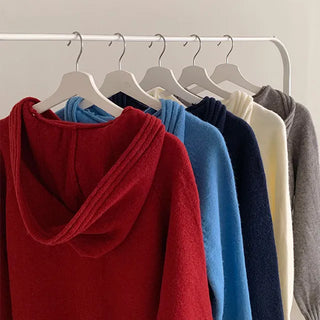 Thick◈Hoodie Wool Knit Angora Loose Fit Hoodie Avant-garde Long Sleeve Autumn Winter New Semester Sweater