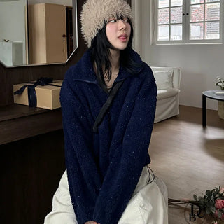 Neo Sherpa Standing Collar Mix Knit