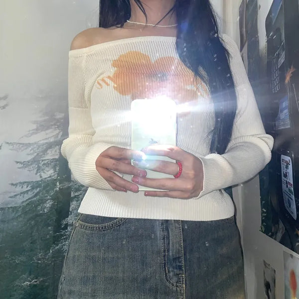 Bluflower Off-shoulder Knit Tee