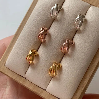 Mini Bold Twist Silver Earrings