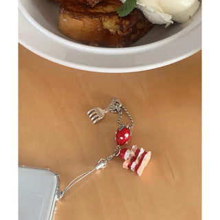 strawberry cake keyring