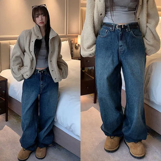 Kumen dark blue wide-leg pants