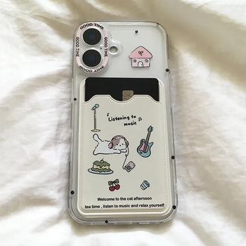 House drawing card wallet transparent iPhone case