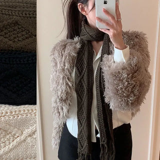 Moirin Fringe Knit Scarf [100% Wool]