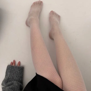 houndstooth see-through stockings
