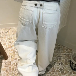 Stitched Buckle Wide Pants