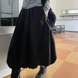 Pumpkin Balloon Elastic Waist Padded Long Skirt