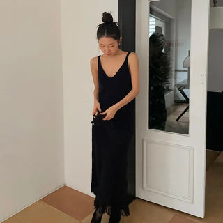 Fringe Bustier Long Knit Dress