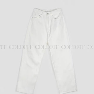 High-rise white cotton pants