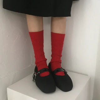 Punched wool knit socks