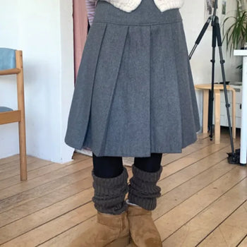 Vint wool midi pleated skirt