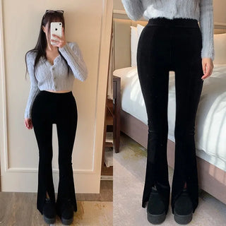 Hemon Elastic Velvet Bootcut Pants