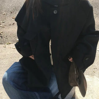 High-neck Balmacaan Half Coat