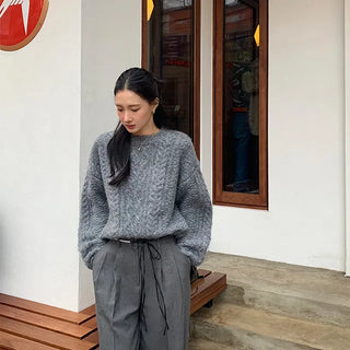 Boxy Loose Fit Cable Knit