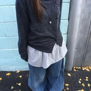 Asymmetrical Neckline Cardigan