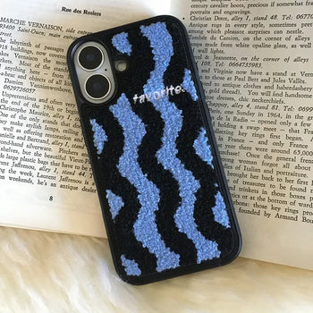 Pavo fur wavy embroidery bumper iPhone case