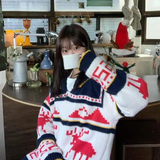 Fine Nordic knit zip-up
