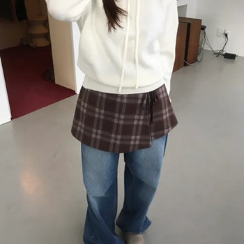 Check Wool Wrap Skirt