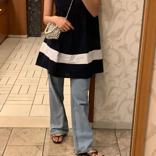 Pamila Color Block Square Neck Mini Layered Dress