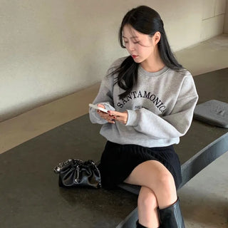 Kanbel Double-brushed Cotton Embroidered Lettering Oversized Sweatshirt