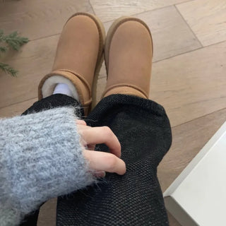 Tweed straight denim pants