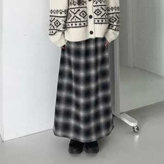 Shopee check long skirt