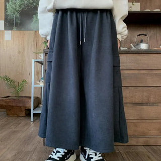 Euro brushed corduroy skirt pants