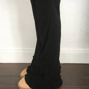 frilled ribbed pants