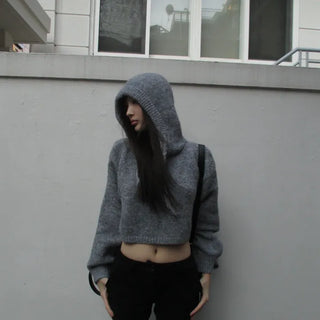 Crop Knit Hoodie (3 colors)