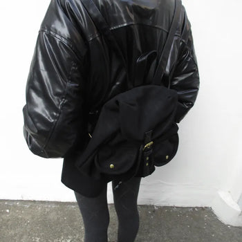 Gold Button Suede Backpack (2 colors)