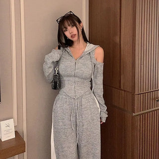 Brum Slit Crop Zip-up Hoodie