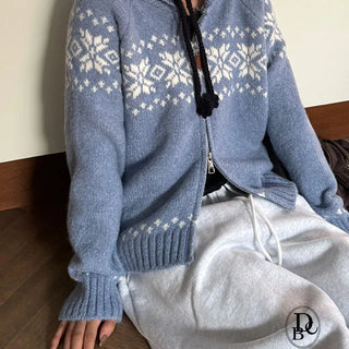 Kami Nordic Two-Way Zip-Up Cardigan