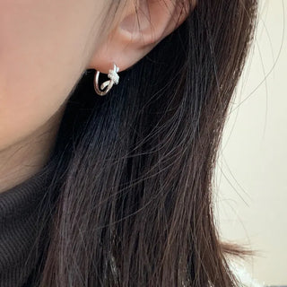 Knot Cubic One-Touch Hoop Earrings