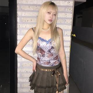 leather cancan lace skirt