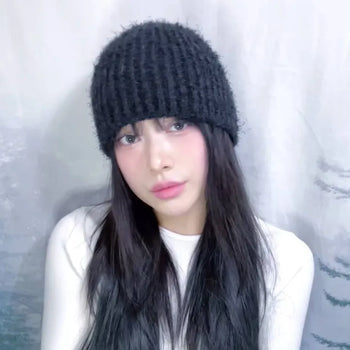 Boucle Rice Grain Basic Beanie  Winter Hat Fur Hat Winter Basic Simple Hat Knit