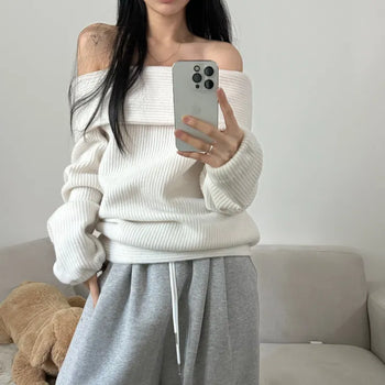 [Beautiful Fit] Thick Winter Daily Off-Shoulder Long Knit