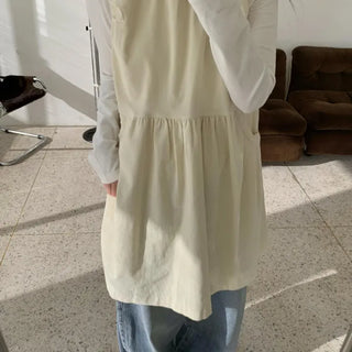 Corduroy Layered Shirred Midi Dress
