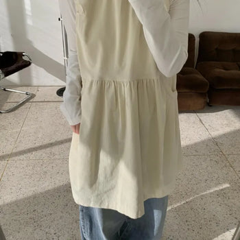 Corduroy Layered Shirred Midi Dress