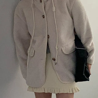 Cozy Half Shearling Hooded Coat