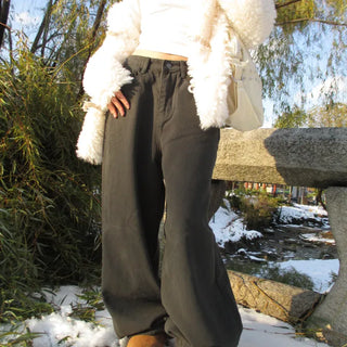 Fleece-lined wide long pants (5 colors)