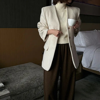 Lovitt Mohair Collarless Wool Jacket