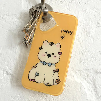 Miti Puppy Yellow Gel Hard iPhone Case