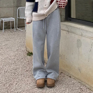 Heavy Long Fleece-lined Wide Pants