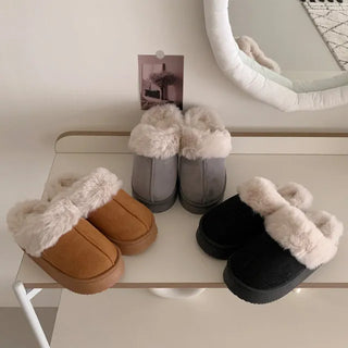 ◈Unbeatable Price◈Winter Preparation◈ Platform Fur Slippers Platform Heels Height-increasing Cozy UGG Fur Slippers Winter Shoes Fur Shoes Fur Footwear